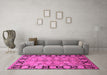 Machine Washable Oriental Pink Industrial Rug in a Living Room, wshurb3005pnk