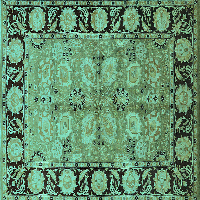 Square Machine Washable Oriental Turquoise Industrial Area Rugs, wshurb3005turq