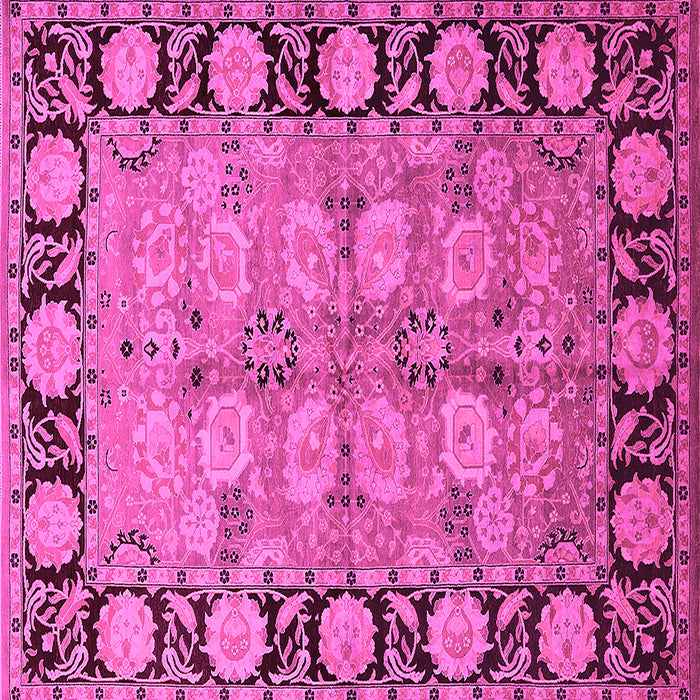 Square Machine Washable Oriental Pink Industrial Rug, wshurb3005pnk