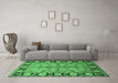 Machine Washable Oriental Emerald Green Industrial Area Rugs in a Living Room,, wshurb3005emgrn