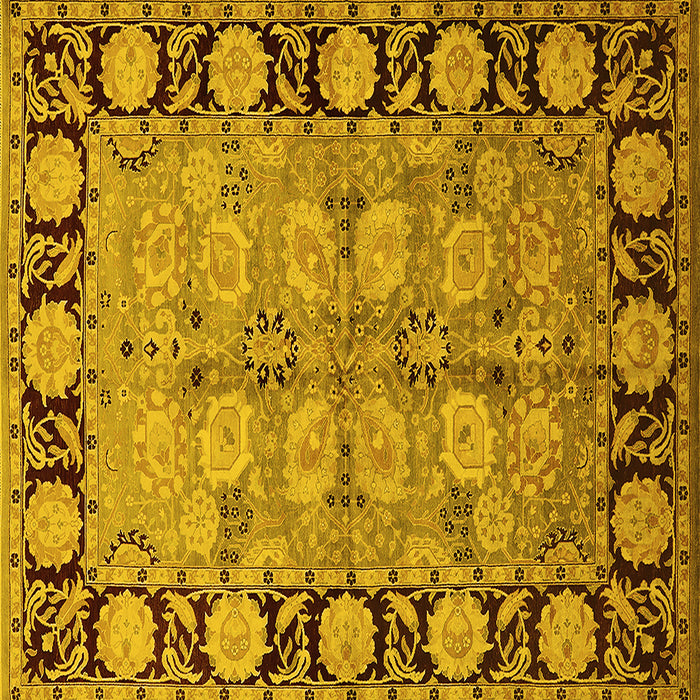 Square Machine Washable Oriental Yellow Industrial Rug, wshurb3005yw
