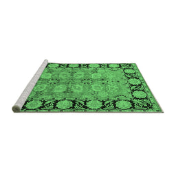 Sideview of Machine Washable Oriental Emerald Green Industrial Area Rugs, wshurb3005emgrn