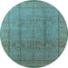 Round Oriental Light Blue Industrial Rug, urb3006lblu