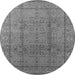 Round Oriental Gray Industrial Rug, urb3006gry