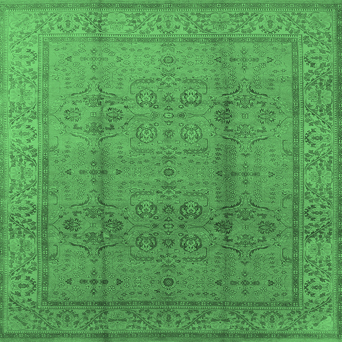 Square Machine Washable Oriental Emerald Green Industrial Area Rugs, wshurb3006emgrn