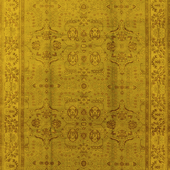 Machine Washable Oriental Yellow Industrial Rug, wshurb3006yw