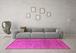 Machine Washable Oriental Pink Industrial Rug in a Living Room, wshurb3006pnk