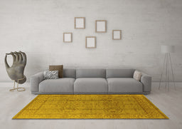 Machine Washable Oriental Yellow Industrial Rug in a Living Room, wshurb3006yw