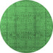 Round Oriental Emerald Green Industrial Rug, urb3006emgrn