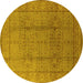 Round Oriental Yellow Industrial Rug, urb3006yw