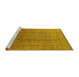 Sideview of Machine Washable Oriental Yellow Industrial Rug, wshurb3006yw