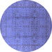 Round Oriental Blue Industrial Rug, urb3006blu