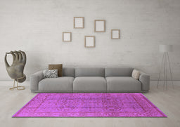 Machine Washable Oriental Purple Industrial Area Rugs in a Living Room, wshurb3006pur