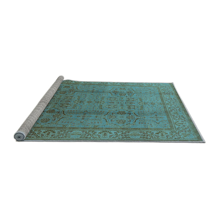 Sideview of Machine Washable Oriental Light Blue Industrial Rug, wshurb3006lblu