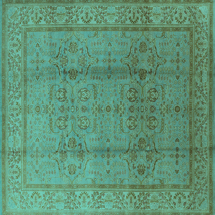 Square Oriental Turquoise Industrial Rug, urb3006turq