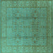 Square Oriental Turquoise Industrial Rug, urb3006turq