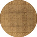 Round Oriental Brown Industrial Rug, urb3006brn