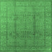 Square Oriental Emerald Green Industrial Rug, urb3006emgrn