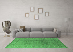 Machine Washable Oriental Emerald Green Industrial Area Rugs in a Living Room,, wshurb3006emgrn