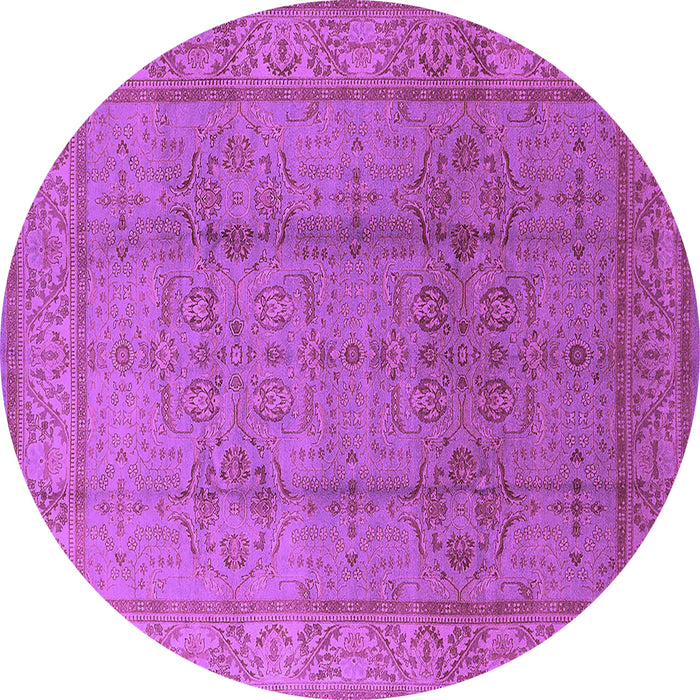 Round Machine Washable Oriental Purple Industrial Area Rugs, wshurb3006pur