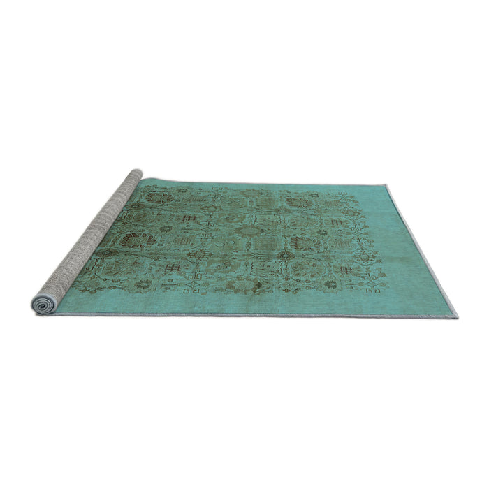 Sideview of Machine Washable Oriental Light Blue Industrial Rug, wshurb3007lblu