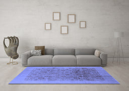 Machine Washable Oriental Blue Industrial Rug in a Living Room, wshurb3007blu