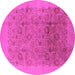 Round Machine Washable Oriental Pink Industrial Rug, wshurb3007pnk