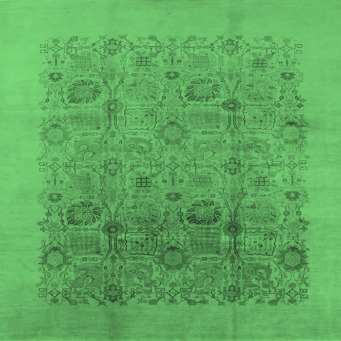 Square Machine Washable Oriental Emerald Green Industrial Area Rugs, wshurb3007emgrn