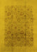 Machine Washable Oriental Yellow Industrial Rug, wshurb3007yw