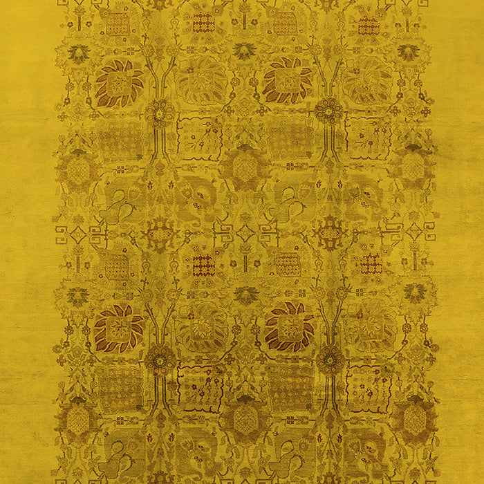 Machine Washable Oriental Yellow Industrial Rug, wshurb3007yw