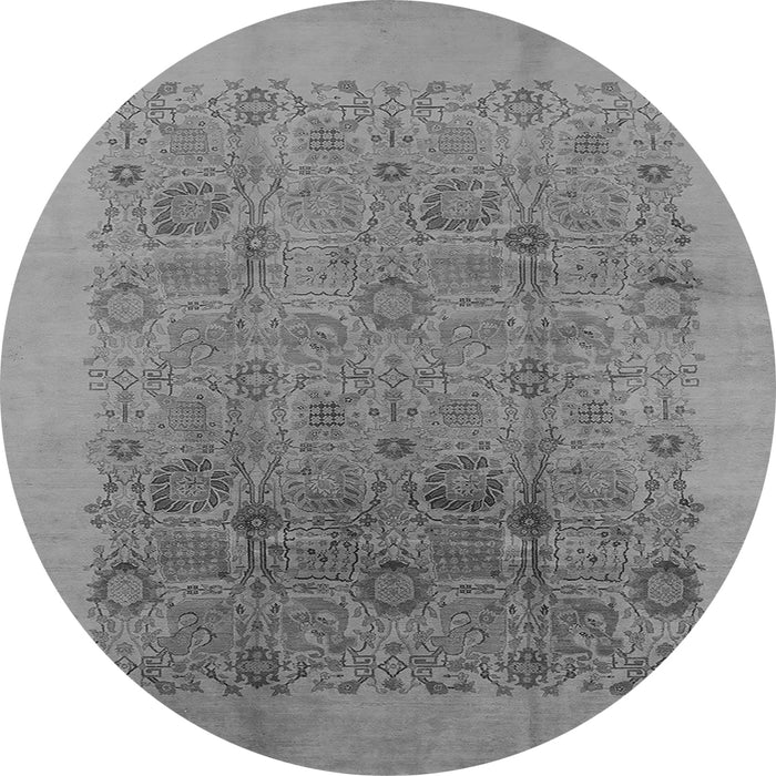 Round Oriental Gray Industrial Rug, urb3007gry
