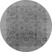 Round Oriental Gray Industrial Rug, urb3007gry