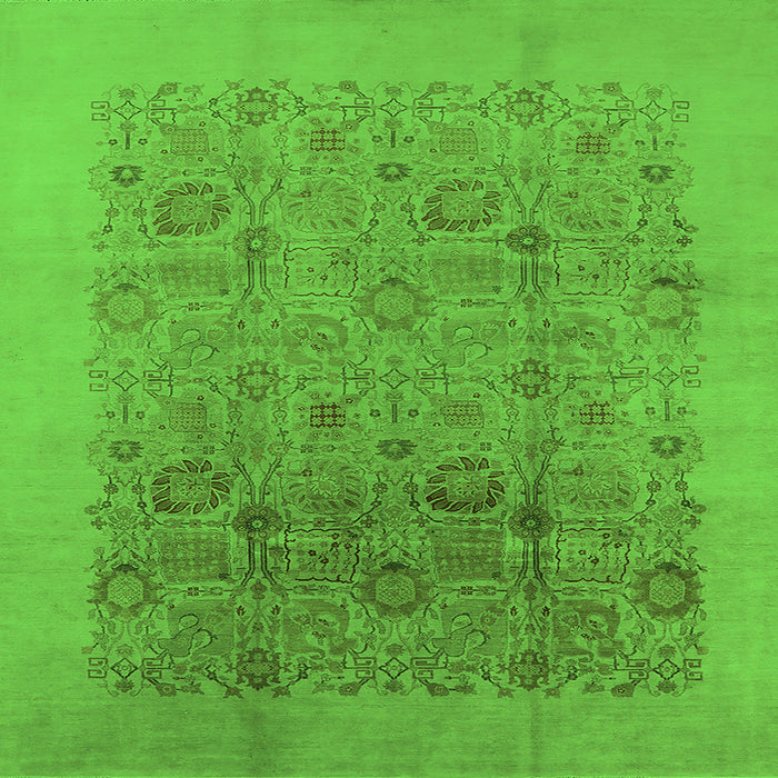 Square Machine Washable Oriental Green Industrial Area Rugs, wshurb3007grn