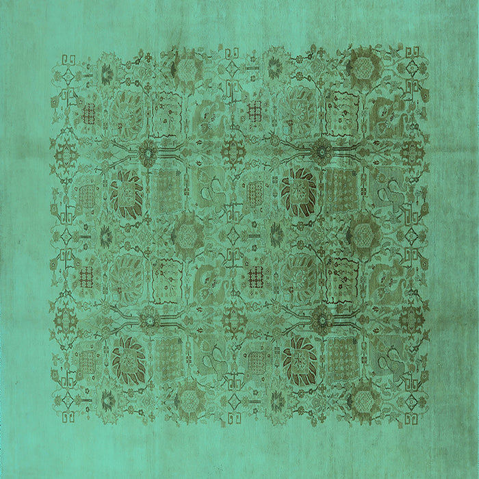 Square Oriental Turquoise Industrial Rug, urb3007turq