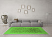 Machine Washable Oriental Green Industrial Area Rugs in a Living Room,, wshurb3007grn