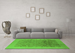 Machine Washable Oriental Green Industrial Area Rugs in a Living Room,, wshurb3007grn