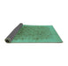 Sideview of Oriental Turquoise Industrial Rug, urb3007turq