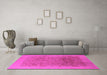 Machine Washable Oriental Pink Industrial Rug in a Living Room, wshurb3007pnk