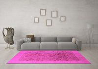 Machine Washable Oriental Pink Industrial Rug, wshurb3007pnk