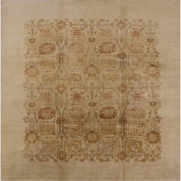 Square Mid-Century Modern Light Brown Oriental Rug, urb3007