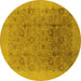 Round Oriental Yellow Industrial Rug, urb3007yw