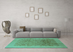 Machine Washable Oriental Turquoise Industrial Area Rugs in a Living Room,, wshurb3007turq