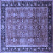 Square Machine Washable Oriental Blue Industrial Rug, wshurb3008blu