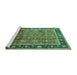 Sideview of Machine Washable Oriental Turquoise Industrial Area Rugs, wshurb3008turq