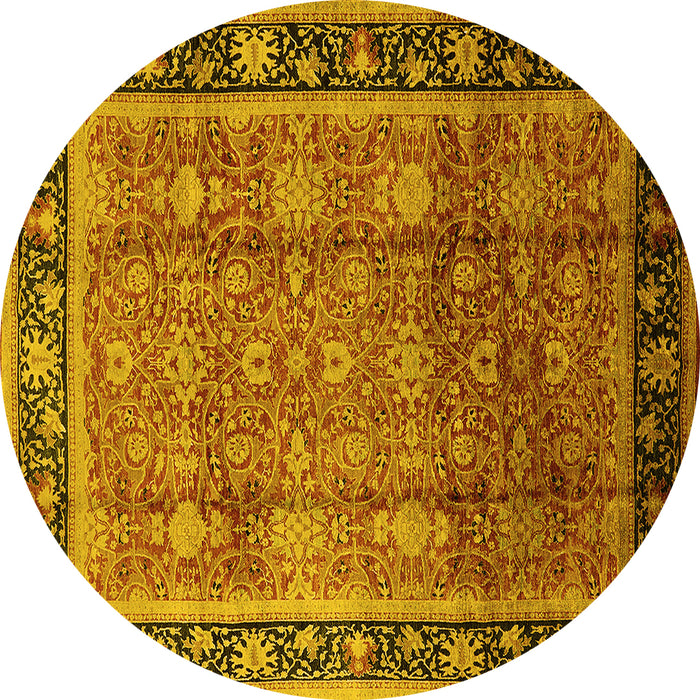 Round Oriental Yellow Industrial Rug, urb3008yw