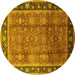 Round Oriental Yellow Industrial Rug, urb3008yw