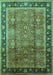 Machine Washable Oriental Turquoise Industrial Area Rugs, wshurb3008turq