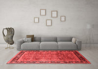 Machine Washable Oriental Red Industrial Rug, wshurb3008red