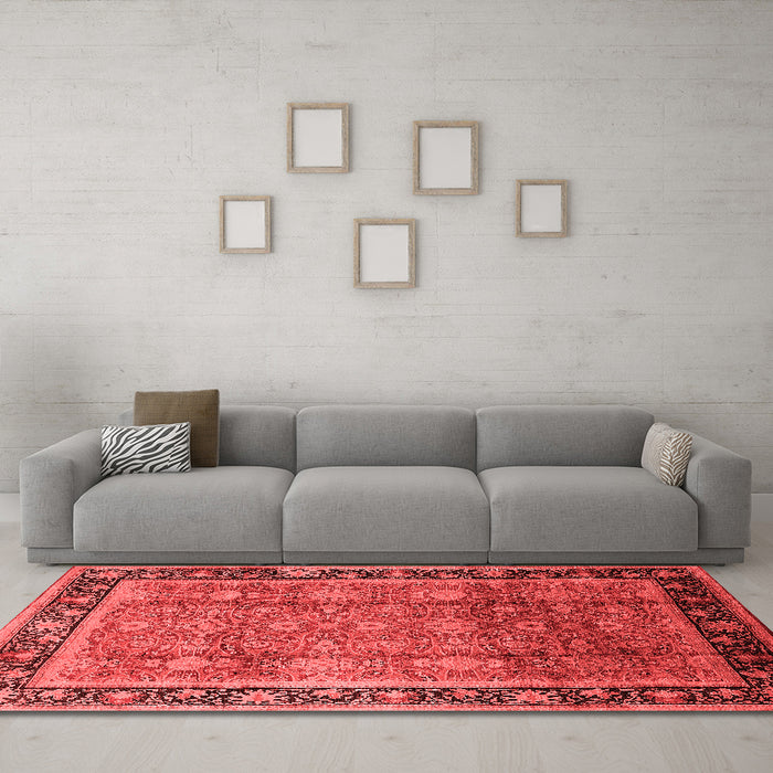 Industrial Red Washable Rugs