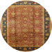 Round Mid-Century Modern Red Oriental Rug, urb3008